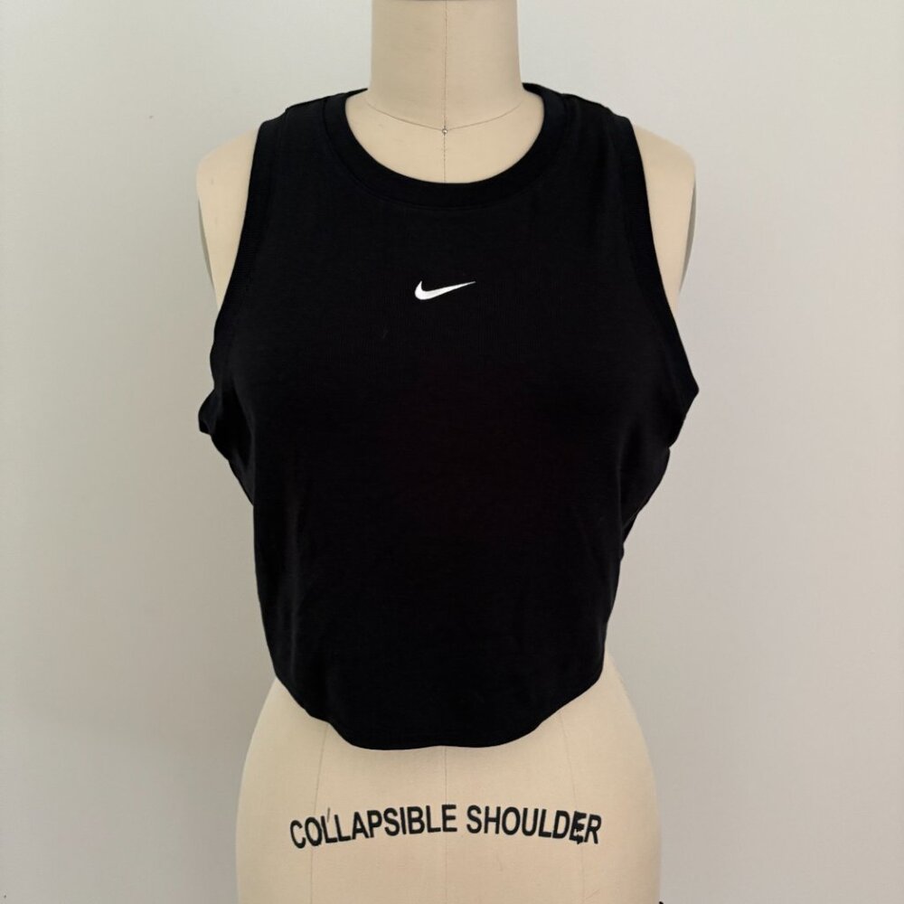 Nike Women's Black Essential Rib Crop Tank Size Large NWT - Picture 3 of 7